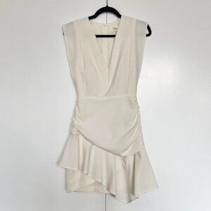 ba&sh | White "Jess" asymmetric ruffle sleeveless ruched mini dress | Size S